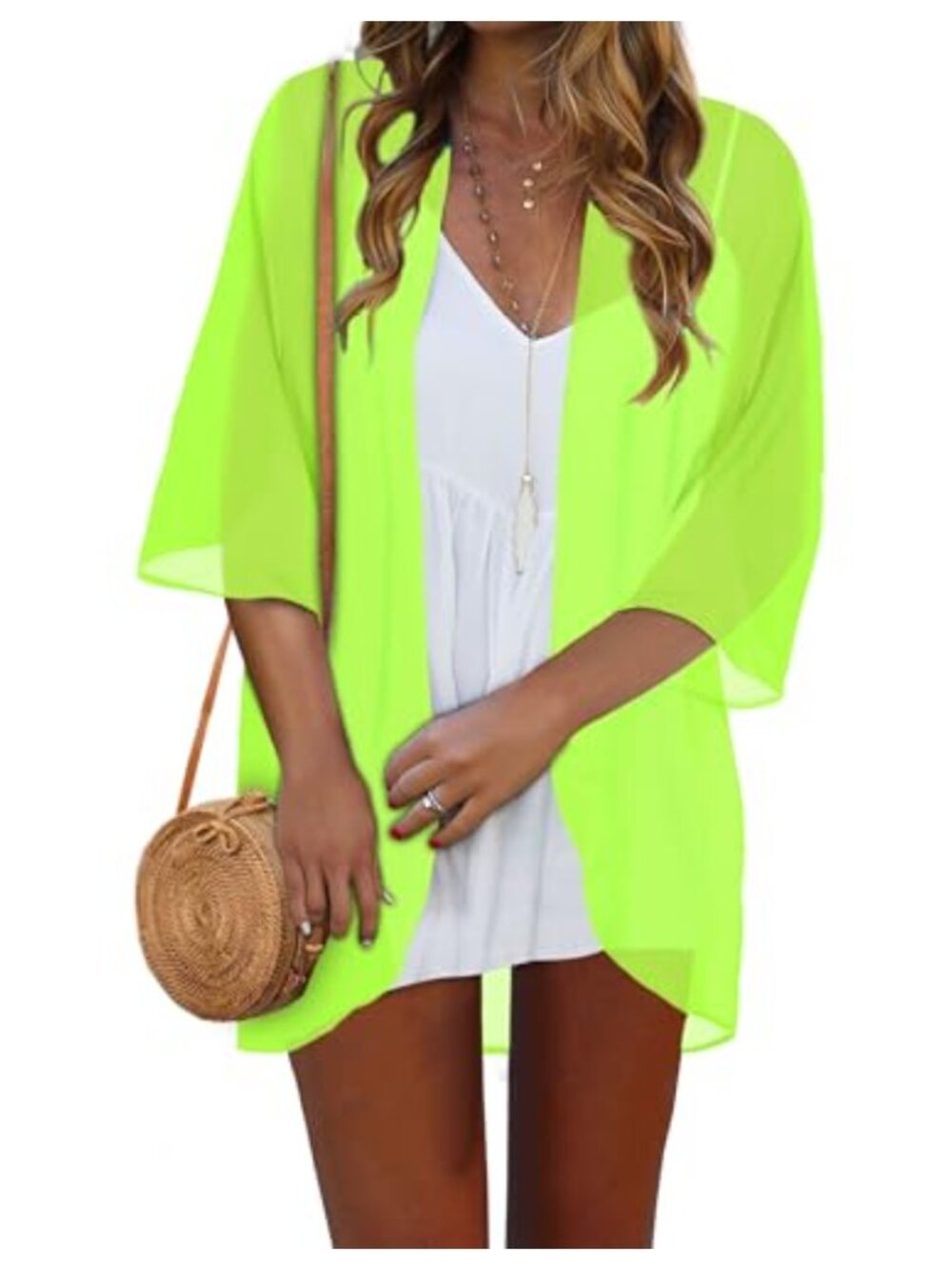 Womens Sheer Chiffon Kimono Cardigan Swimsuit Beach Cover Up